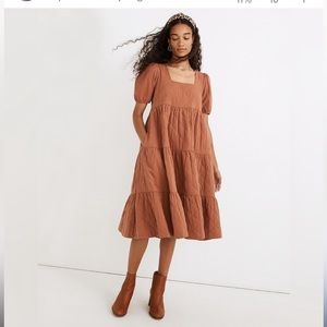 Madewell Rust Colored Quilted Dress with pockets